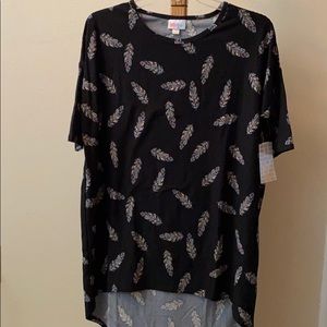 LulaRoe XXS Irma. NWT. Black with pretty feathers.